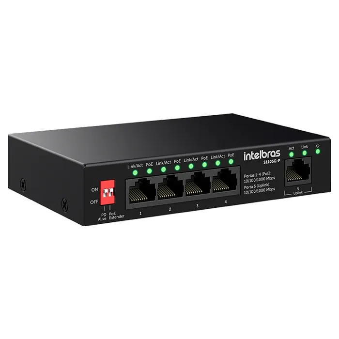 Switch Gigabit Ethernet 5 Portas Intelbras S1105G Alta Velocidade